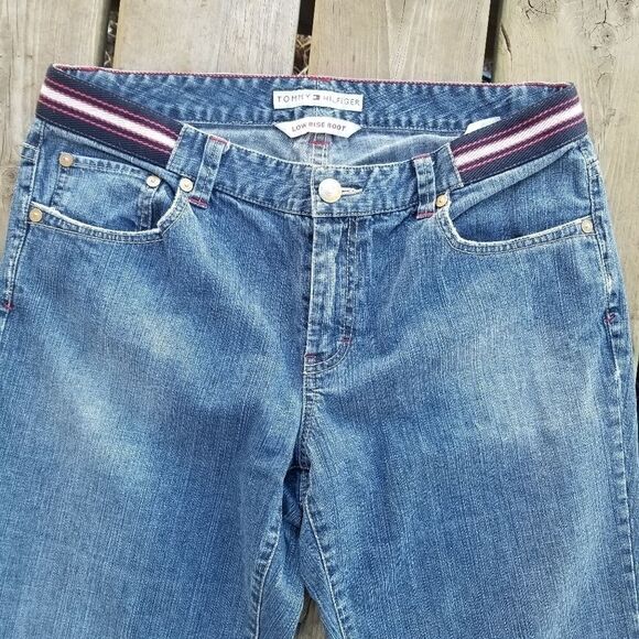 Vintage 90s y2k Tommy Hilfiger Sport Stripe Low Rise Bootcut Jeans 12 - Picture 3 of 9